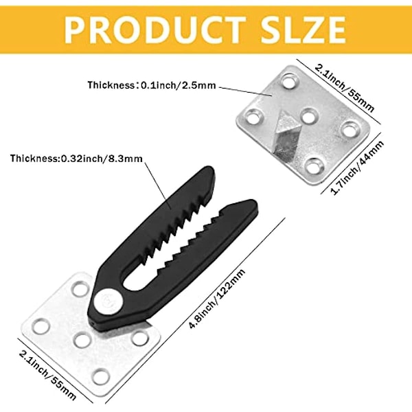 4 stk. Sektions Sofa Connector, Heavy Duty Sofa Snap Alligator Sofa Connector Sofa Interlocking Connector Møbel Joint Snap Med Monteringsskruer