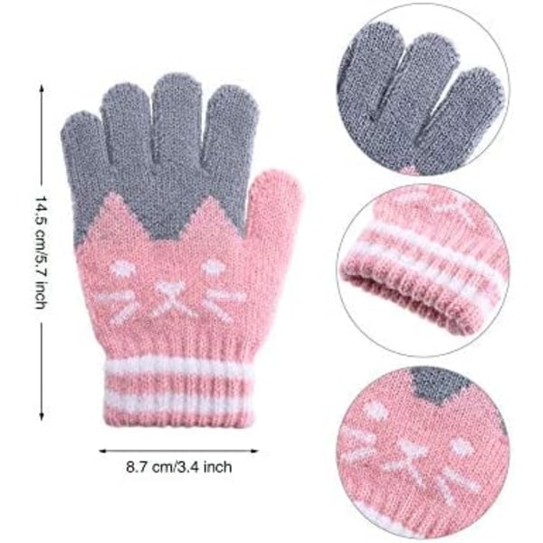 2 Par Barn Vinterhansker Full Finger Strikkede Hansker Varme Elastiske Votter for Gutter Jenter Utstyr