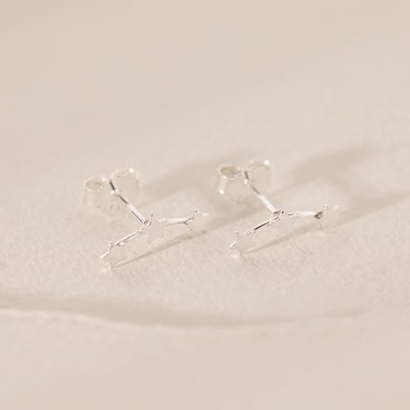 Sterling Sølv Tre Stjerne Ørestikker 3x12mm Sølv Stjerne Ørestikker