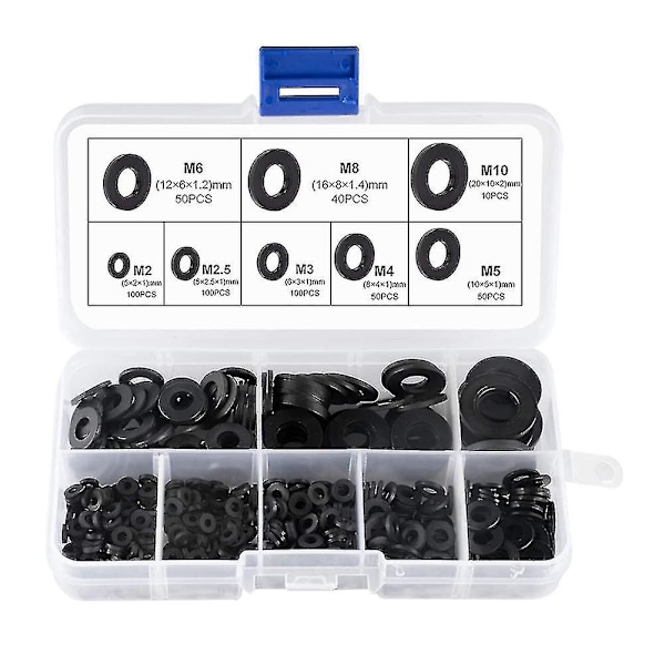 500 Stycken Plastbrickor Gummi Plattbrickor Nylonbrickor Korrosionsfria Brickor För Industri Cy-YUHAO