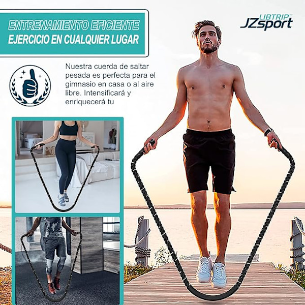 Viktat hopprep, tungt hopprep, hopprep, fitness battle rope, helkroppsträning, gymträning för att förbättra styrkan.