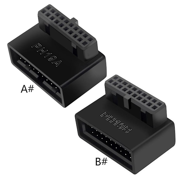 USB 3.0 19/20-pin Han til Hunn Forlengelsesadapter Vinklet 90 Grader Konverter PH19A