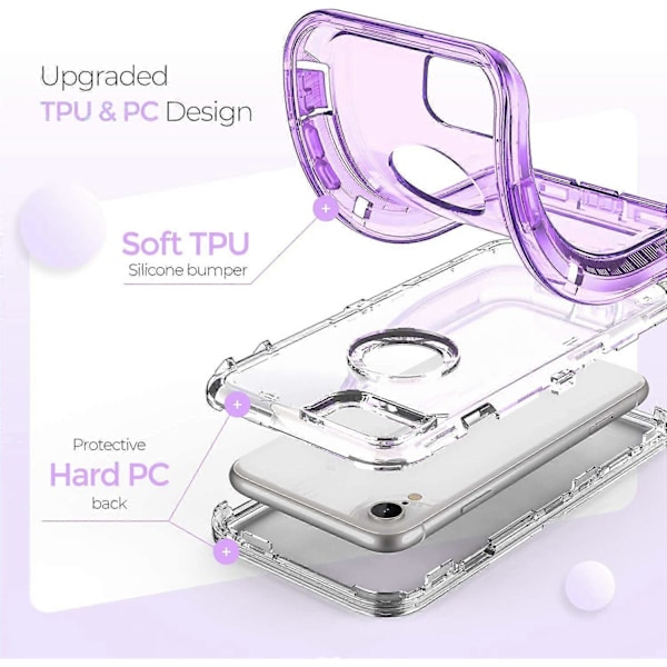 hEYTEA Cover Kompatibel med iPhone XR, Robust Stødsikker Anti-fald Klar Cover Krystalklar Krystal Lilla -