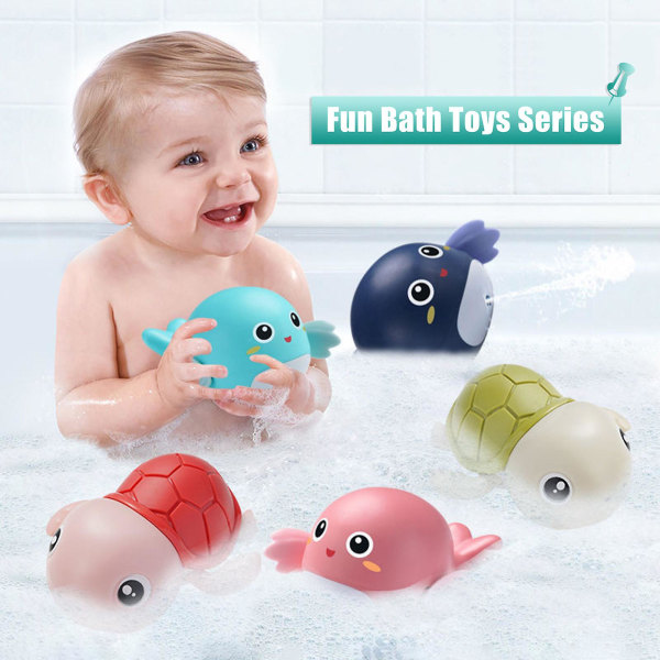 2st Babys plaskande leksak Födelsedagspresent Njut av badet Kreativt sött för småbarn 1-3 5färgs poolspel Set Little Whale Gray