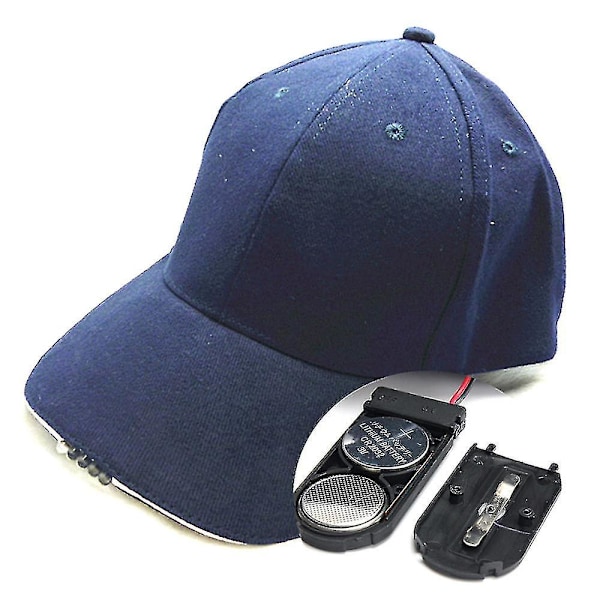 Camo-baseballlippis otsalampulla, kirkkaat LED-valot, unisex, miesten taskulamppulippis-hy Navy Blue