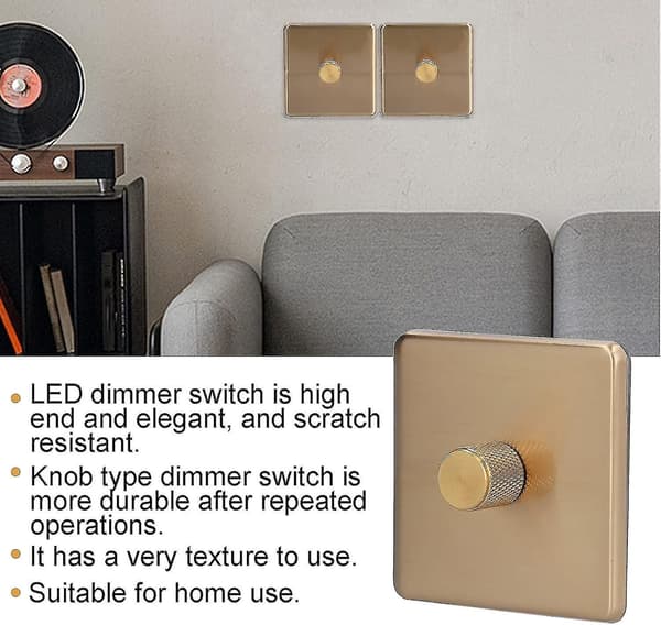 Dimmer LED lysdimmer 86x86mm børstet messing bryter for hjem LED glødelamper halogenpærer dimmabl