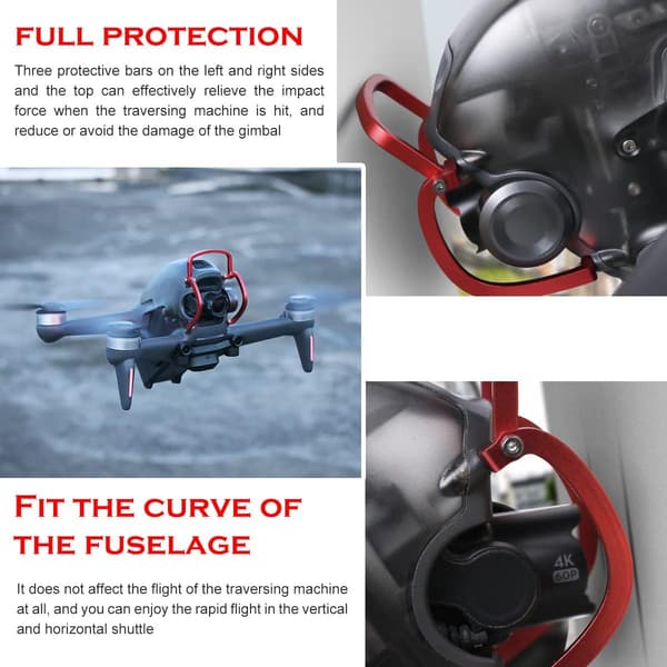 Törmäyssuoja DJI FPV Combo -dronen gimbalille - Punainen ja musta