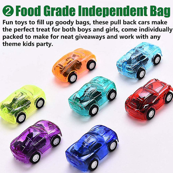 36-pack Party Favor Billeksaker Uppdragbara Racerbilar Party Favors för Pojkar Mini Leksaksbilar Barn Plastfordonsset