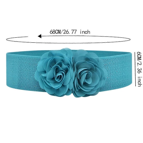 Elastisk midjebelte, bredt belte for kvinner for bluse, genser, maxi-skjorter Blue