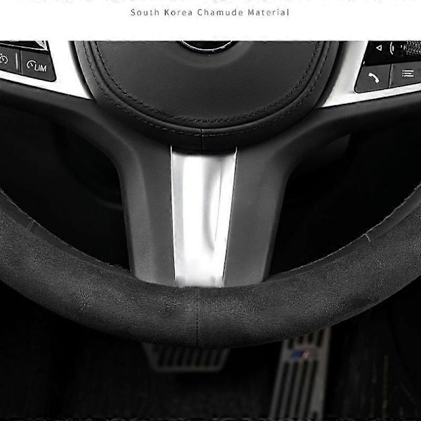Svart Bilratt Skydd Alcantara Universal Kohud Mocka Ratt Skydd Lämpligt För 99% Biltillbehör Interiör Black O Typle