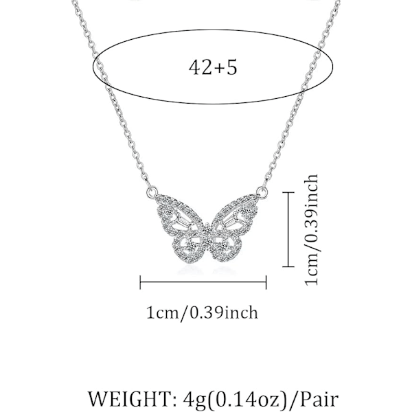 Guldpläterat halsband Cubic Zirconia Fjärilshalsband för kvinnor tonårsflickor