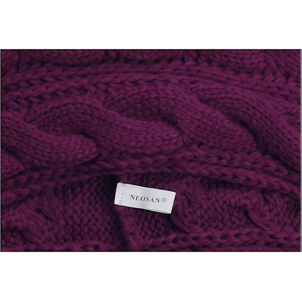 Dame Tyk Ribstrikket Vinter Infinity Circle Loop Halstørklæde Premium Twist Purple Red Grape