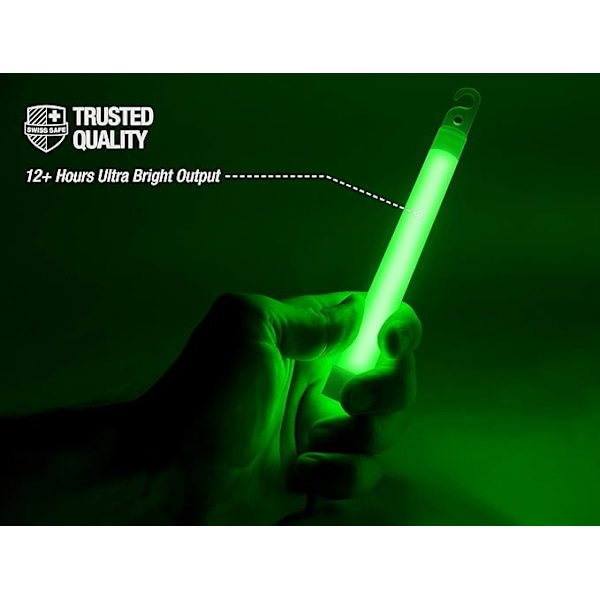 Premium 6\" Glow Sticks - Extra Starka, 12+ Timmar Varaktighet, Redo för Nödsituationer