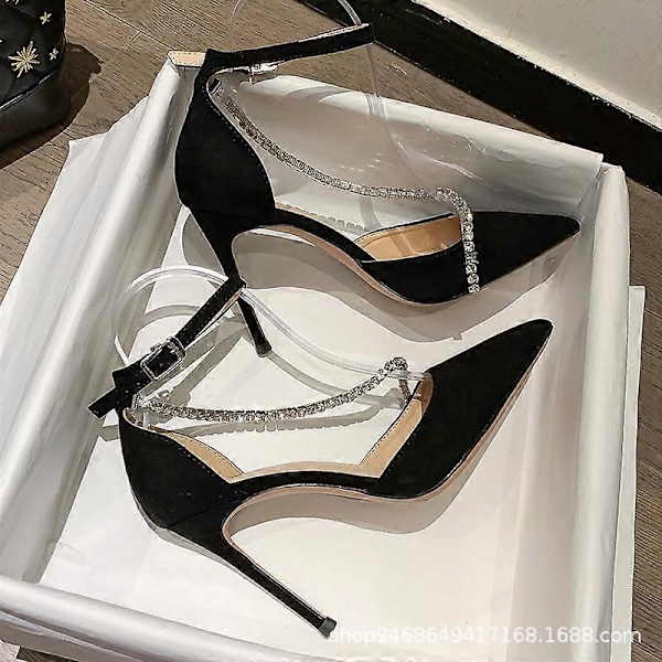 Svarta frostade sandaletter med strass