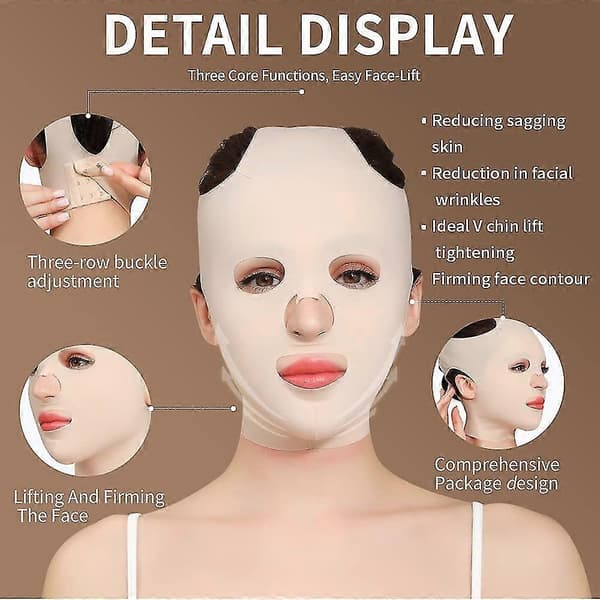 3D Anti-rynk Sovmask för Full Ansiktsbantning Skönhetslyft Full face