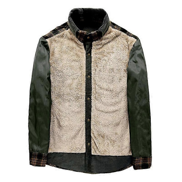 Herre Wanderer Jakke, Overland Flannel Jakke, Langærmet Varm Fleece Skjorte Herre Plaid Skjorte Fest Fritid