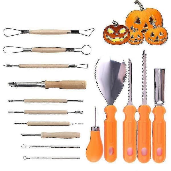 Halloween Gresskar Utskjæringssett Utstyr Rustfritt Stål Gresskar Utskjæringsverktøy