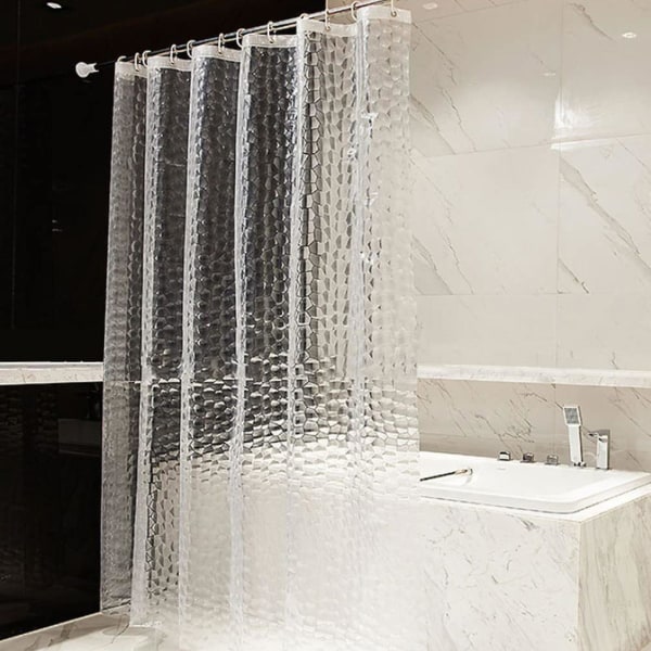 Vattentät duschdraperi med 3d genomskinligt hexagonmönster Anti-mögel Lätt att rengöra Förtjockad duschdraperi 180cm