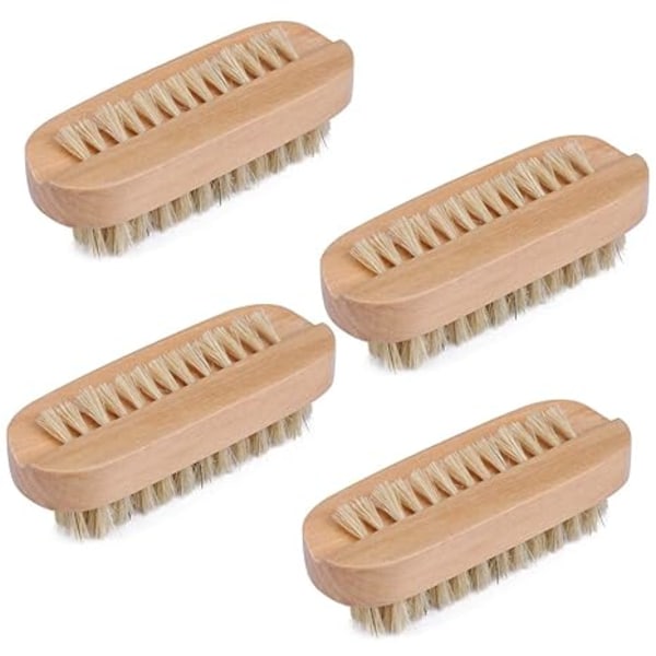 Nagelborste i trä för rengöring, 2 sidor för manikyr pedikyr kvinnor barn 4-pack