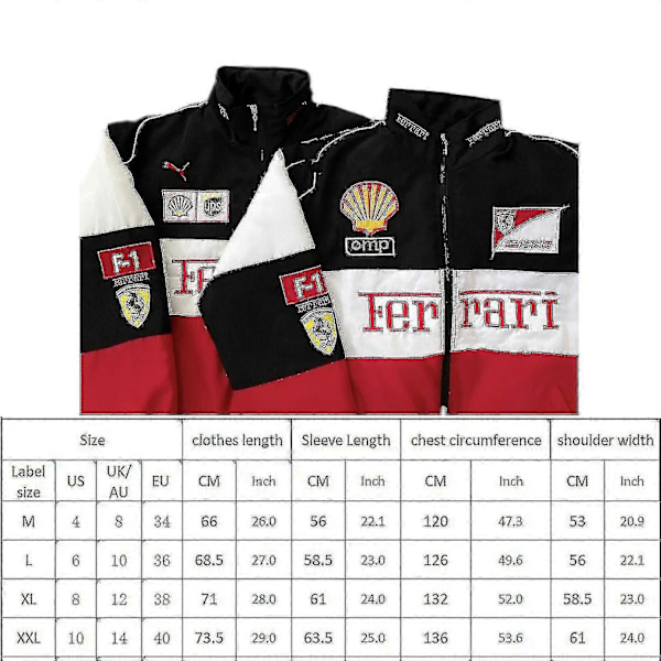 Herre Racing Jakke Med Rød Sort Broderi, Jakkesæt F1 Team Racing Cool Jakke Black clam L