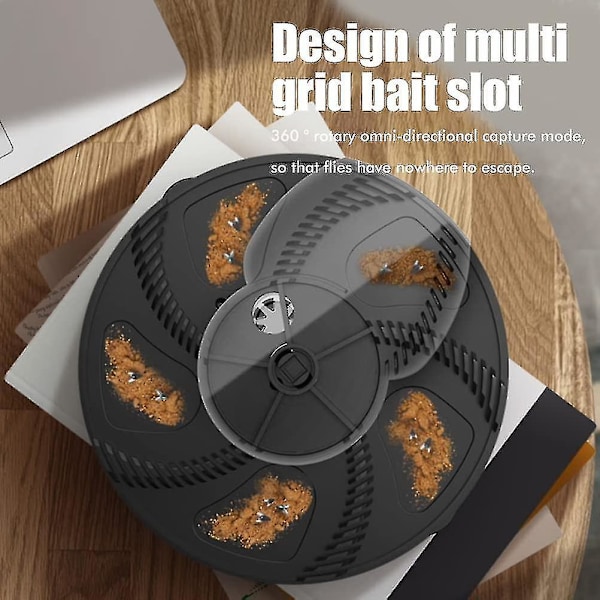 Elektrisk fluefanger, helautomatisk fluefelle med avtakbart brett for innendørs husfluer 16*16*5cm (svart)-dwdz