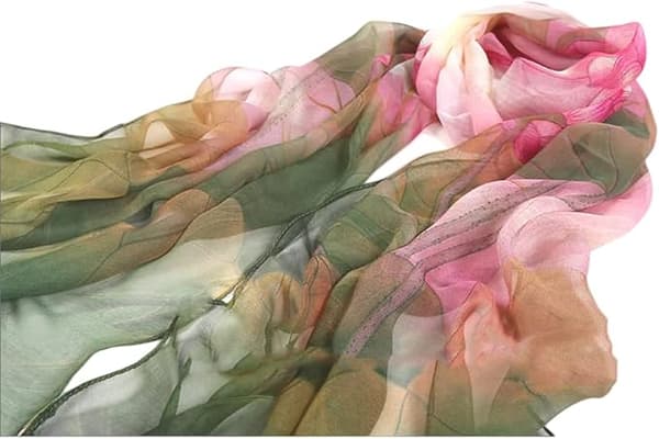 Chiffon sjal til kvinder - Udsalgssjal, letvægts, blomsterbladsmønster, georgette, velegnet til forår, efterår, vinter, sommer