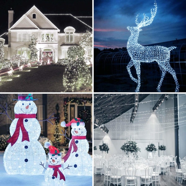 Extra långa 20 m ljusslingor utomhus/inomhus, 200 LED-uppgraderad superljus julbelysning, vattentät 8 lägen Anslut Fairy Lights (Cool White) Cool White