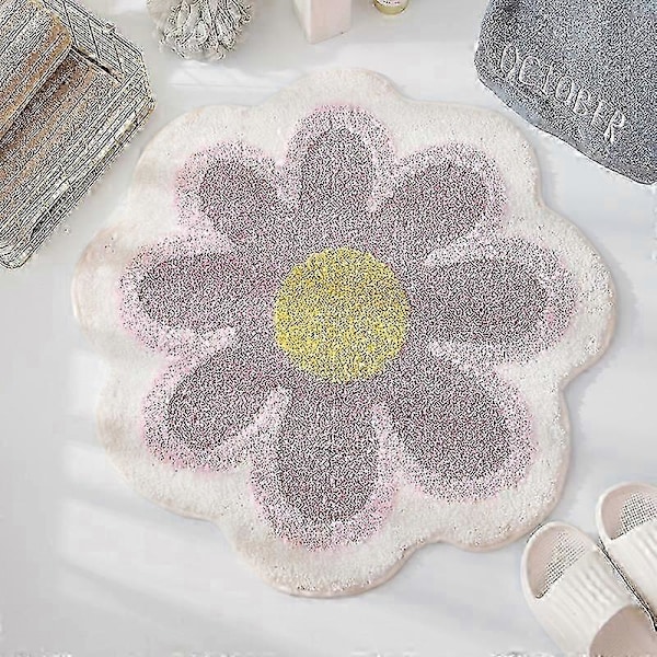 Paksu ja Imukykyinen Pyöreä Kashmir-Kukkapintainen Matto 60*60CM Pink