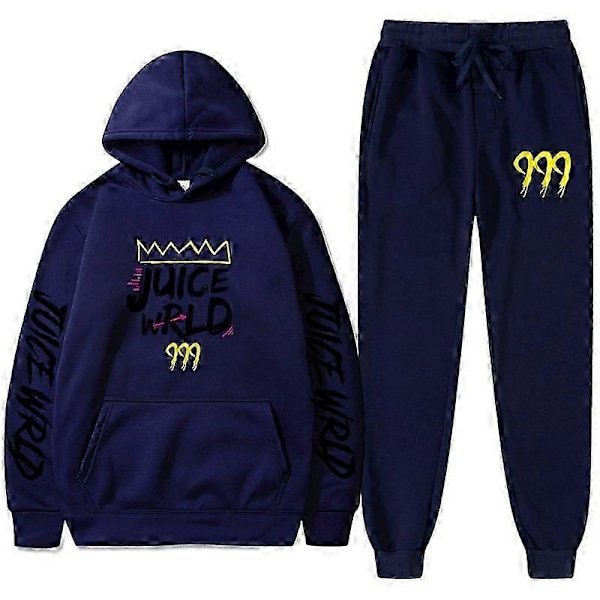 Ny Juice World Hoodie Träningsoverall Sweatshirt + Joggingbyxor Juice Wrld Juice Wrld Juice Wrld Trap Rap Regnbåge Tomografi Juice Wrld Navy blue 1 M
