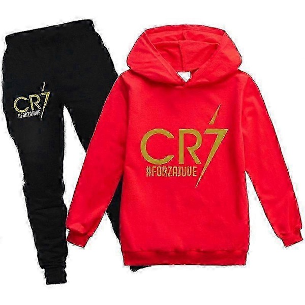 2 st Cristiano Ronaldo Hoodie VM CR7 Julklappar The Eras Tour Hoodie och Svarta Byxor Set Flickor Pojkar Huvtröja Tröja Toppar Barn T 15-16years Red
