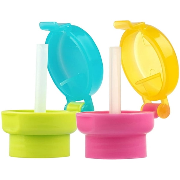 2 Stycken Spillskyddad Vattenflaska Sugrörslock Bärbara Pipmuggar Lock Juice Läskflaskor Pipskydd med Sugrör, 2 Färger