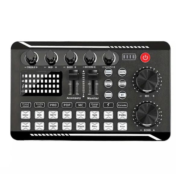 F998 Multifunksjonell Lydmiks for PC Telefon Studioinnspilling Gaming Lydmikser Live Lydkort Monocard