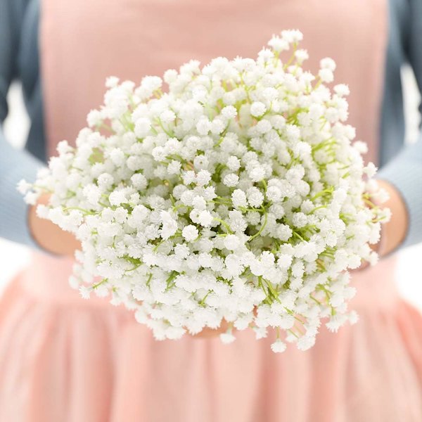10 st Babys Breath konstgjorda falska blommor Bukett Gypsophila Bulk Blomma i vitt för bröllop Crown Hem Fest Trädgård Dekoration Vit White