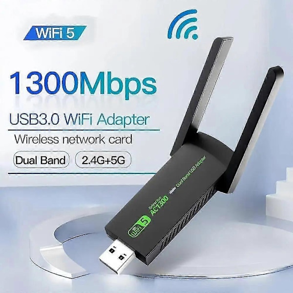 1300Mbps USB 3.0 WiFi Adapter Driverfri 2.4GHz/5GHz Dual-Band Wi-Fi Dongle Receiver 80211ax/ac/a/b/g/n WIFi 5 Trådløst Netværkskort Til PC Laptop