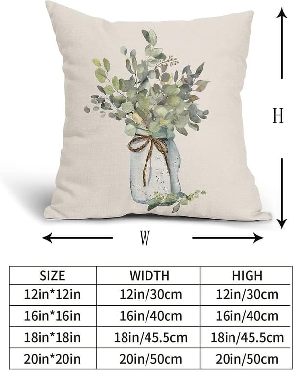 Gröna Eukalyptusblad Kuddfodral 45x45 cm Vår Sommar Bondgård Soffkuddar Vattenfärgade Löv Prydnadskuddar Set Om 2 Heminredning För Vardagsrum
