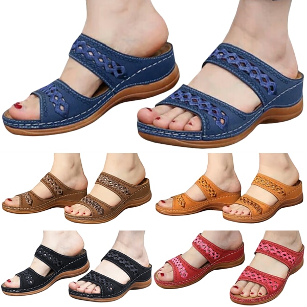 Damesandaler Fashion Wedges Sko Sandaler Flip Flop Blue 42