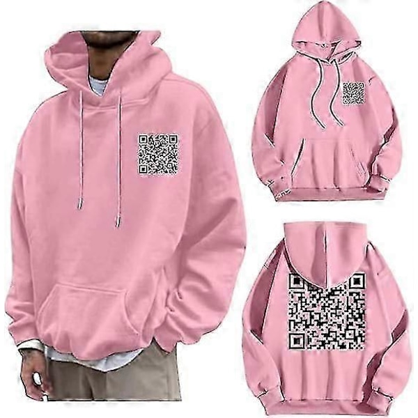 F**k You QR-kode Hettegenser Morsom QR-skannekode Vits Hettegenser Unisex, Unisex Oversize Hettegenser Sweatshirt Skjorter Topper S-5XL S Pink