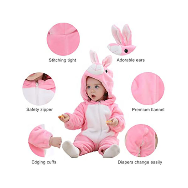 Unisex-vauvan puku talvi- ja syysflanellihaalari Animal Cosplay -asut Rabbit 70CM Rabbit