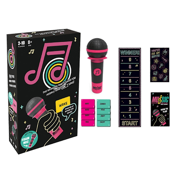 Grab The Mic Karaoke -peli, jännittävä perheen interaktiivinen lautapeli lyriikkakorteilla peli-iltoihin ja juhliin