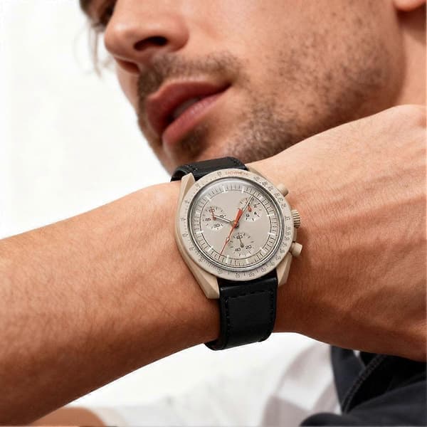 Planet Six Hånd Quartz Ur Chronograph Lysende Display Vandafvisende Måne Merkur Design D