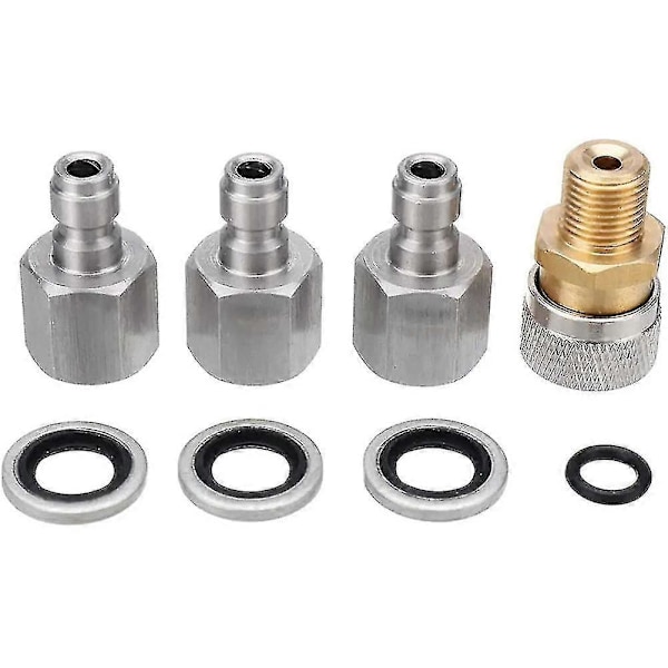 1/8 BSP Hurtigkobling Tilkoblinger Ladeadaptersett, Rustfritt Stål PCP Luftlading Hurtigkobling Adapter