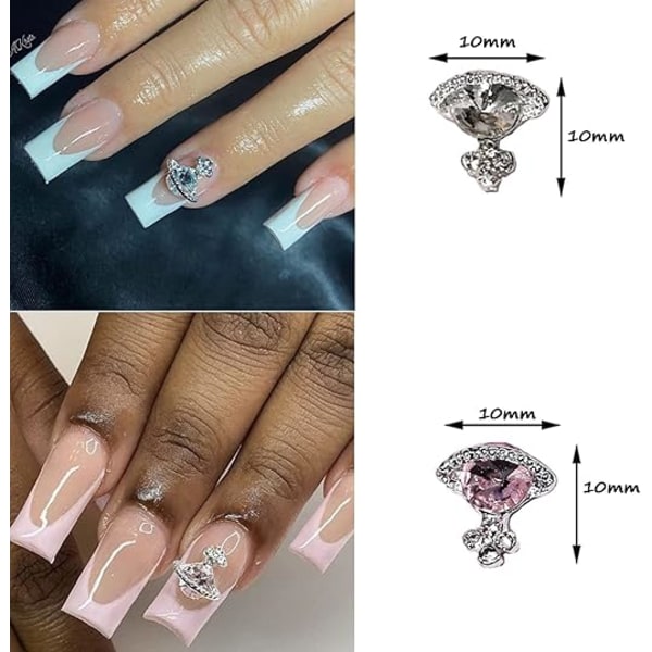 20 st Nageldekorationer Vita Rosa Planet Nageldekorationer 3D Glänsande Nageltillbehör med Strass Saturnusformade Nageltillbehör