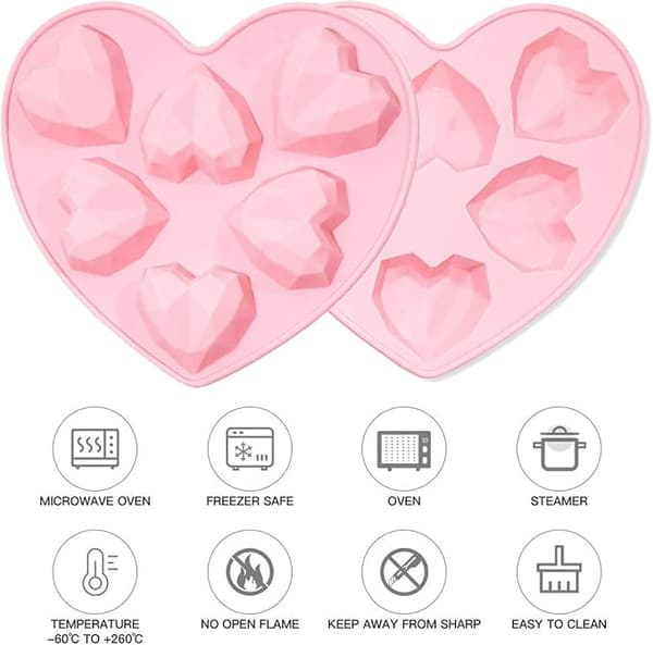 3D Hjerteformede Silikoneforme - 2 Pakker Bageform til Varm Chokolade Bombe Kage Gelé Dome Mousse Dessert