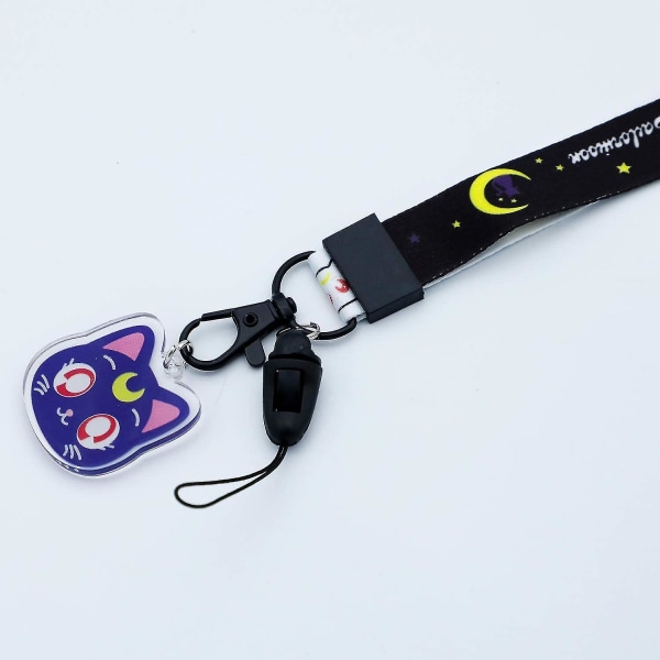 Sailor Moon Cat Luna Artermis Anime Nøglebånd Nøglering ID Kort Badge Holder Akryl Charm (lilla) Lilla -