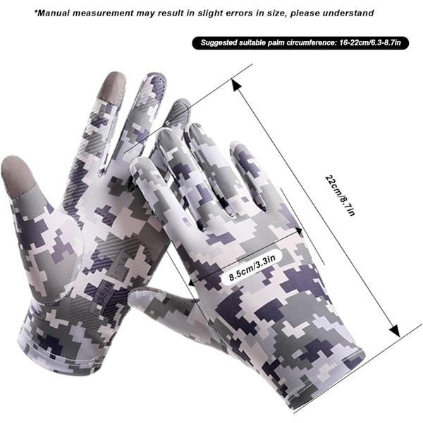 UV-skyddshandskar, fullfingerhandskar för utomhussporter, jakt, fiske, cykling, sommarhandskar, halkfria pekskärmshandskar för män och kvinnor