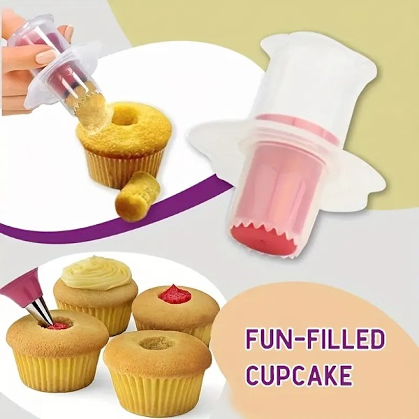 1 stk. Cupcake-udhulningsværktøj & Kagefyldningsassistent - Holdbar Plastik DIY Værktøj til Nemme Hule Centre
