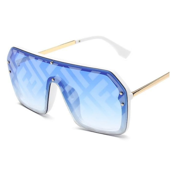 To stykke overdimensionerede pilot solbriller kvinder luksus mærke mode flad top mænd briller Brun spejl Color 4 Two piece