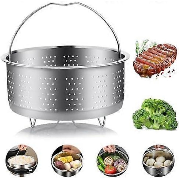 Dampkurv i rustfritt stål, riskoker-damper for hurtigkoker med håndtak, trykkoker-risdamper 17.5