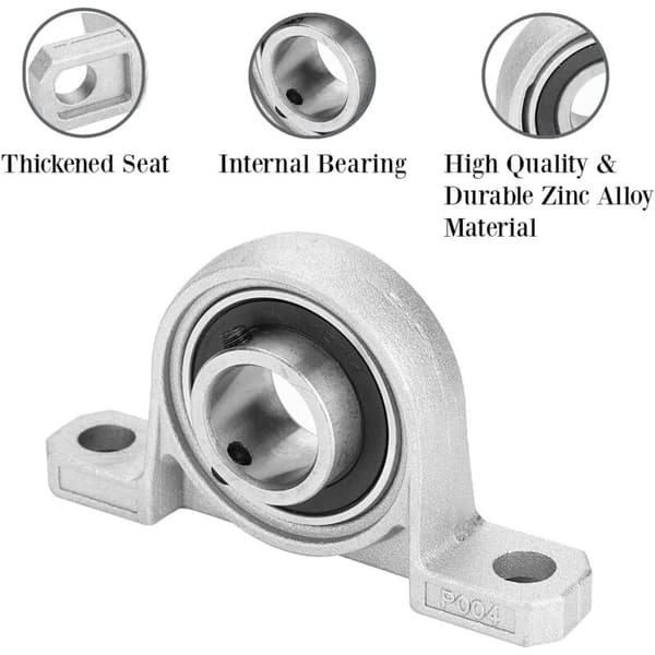 Sett med 4 20 mm kulelager – sinklegering – enkel installasjon med settskruer – for industriell automatisering