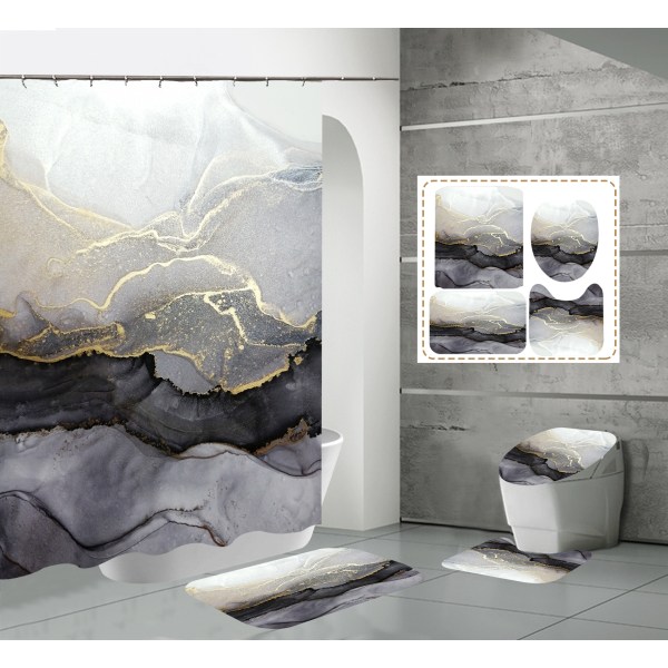 Badrumsdekoration kreativa konstverk duschdraperi H 165x180cm